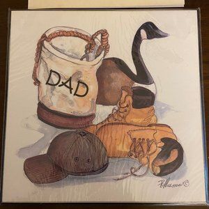 Dad themed Printed Illistration Mounted on Plaque/Pannel New with Tags